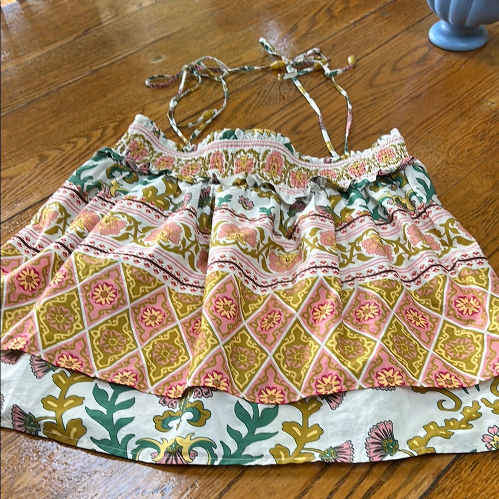 Sarah Hann by Anthropologie New With Tags babydoll tiered cotton top.Size Large.